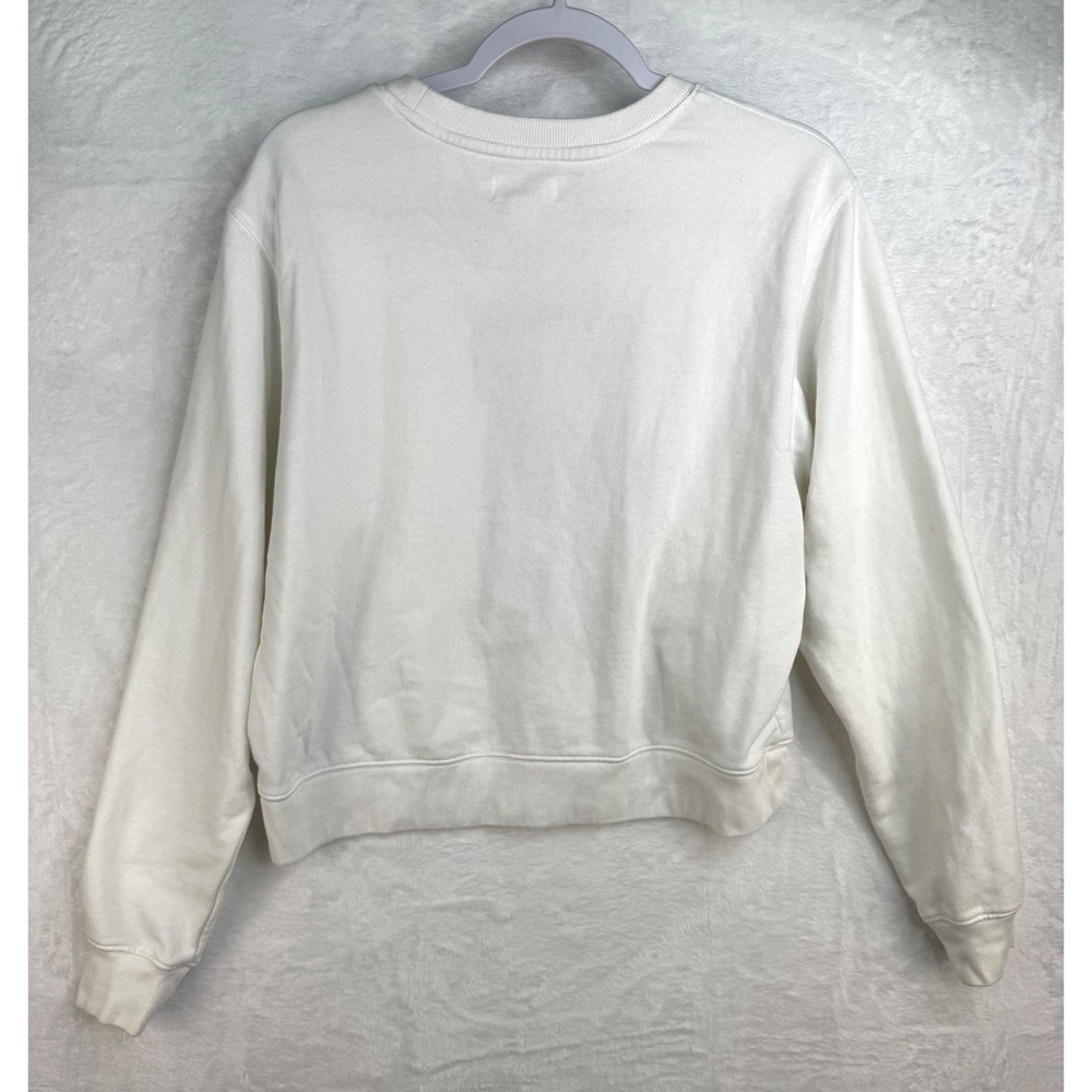 Maeve by Anthropologie White Varsity Letter A Patch Sweatshirt Medium Green - Picture 2 of 8